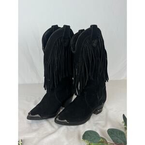 Harley-Davidson Women’s Black Suede Fringe Cowboy Boots Size 6.5